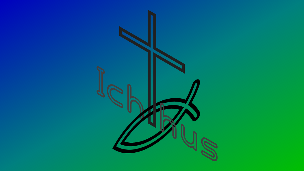 Beeldmerk van de Ichthus livestream: een kruis met het ichthus-visteken